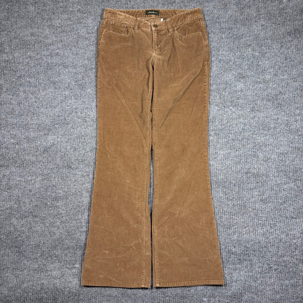 Eddie Bauer Pants Women's 4 Brown Corduroy Flare Leg Casual Western Rodeo